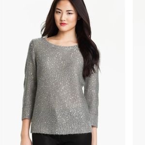 Sparkly silver sequin 3/4 sleeve sweater